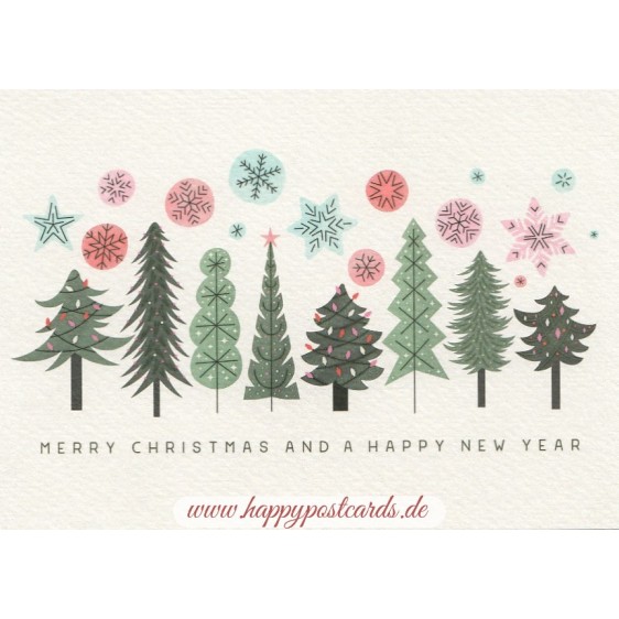 Merry Christmas - Trees - Christmas Postcard