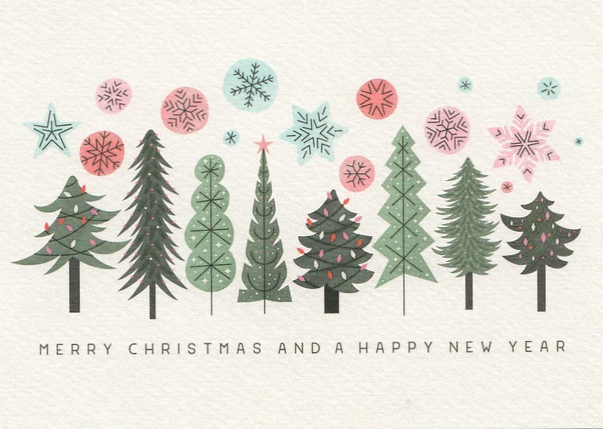 Merry Christmas - Trees - Christmas Postcard