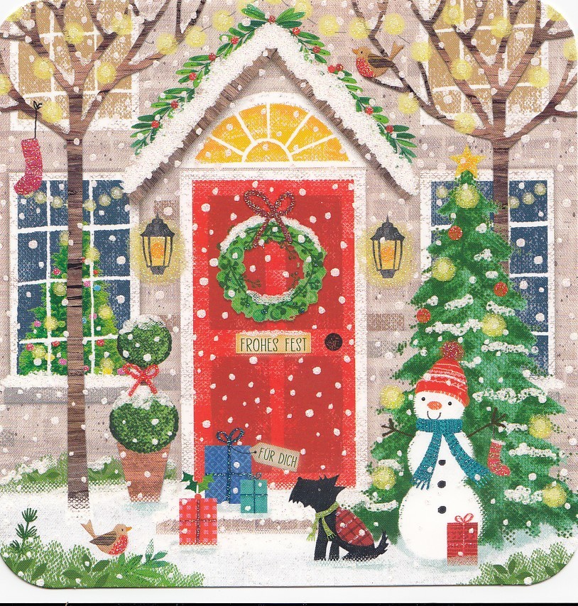 Frohes Fest - Christmas Door - Christmas Postcard