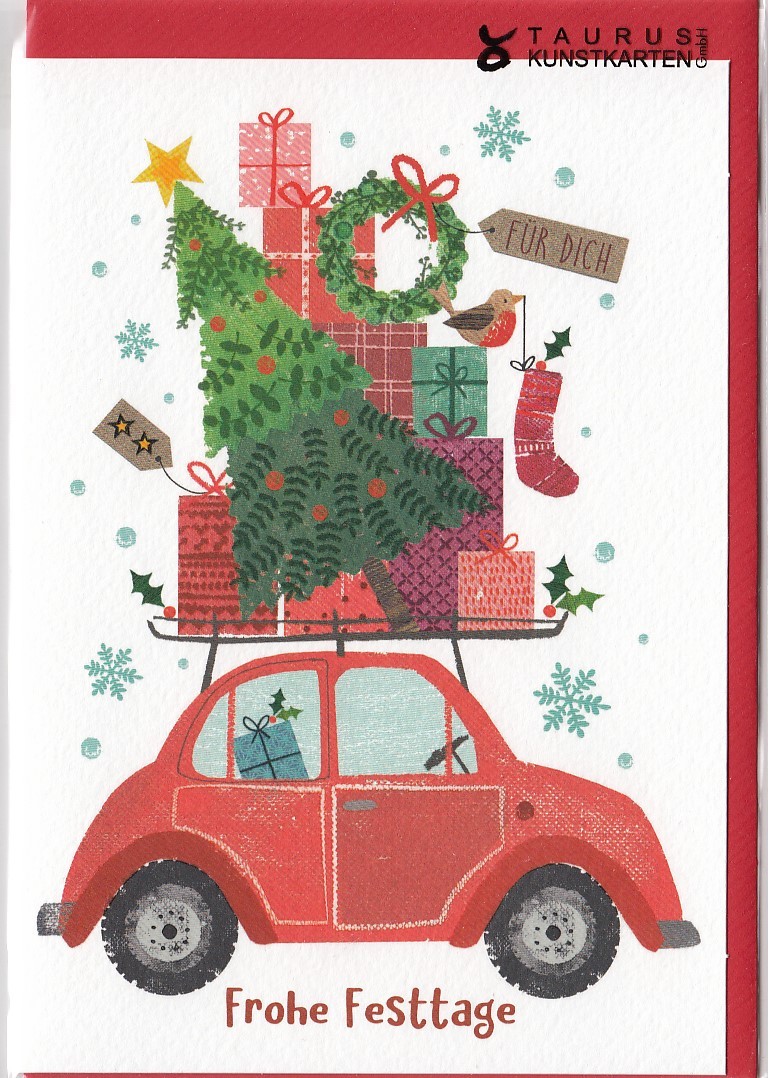 Frohe Festtage - Auto - Weihnachtsgrußkarte