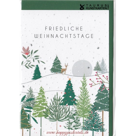 Friedliche Weihnachtstage - Winterwald - Weihnachtsgrußkarte