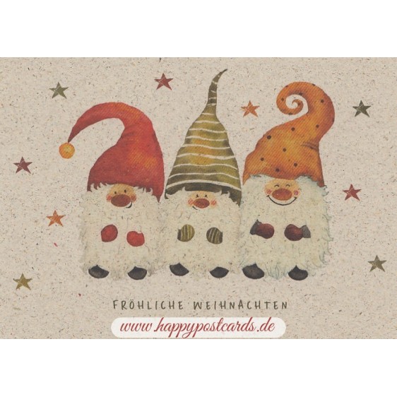 Fröhliche Weihnachten - Gnomes - Grass Postcard