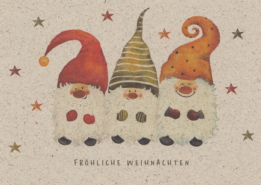 Fröhliche Weihnachten - Wichtel - Graspostkarte