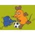 Maus und Elefant spielen Fußball - Maus - Postkarte