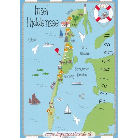 ansichtskarten-maps-landkarten-insel-hiddensee-map-postkarte