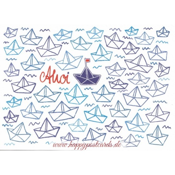 Ahoi - Papierschiffe - Postkarte