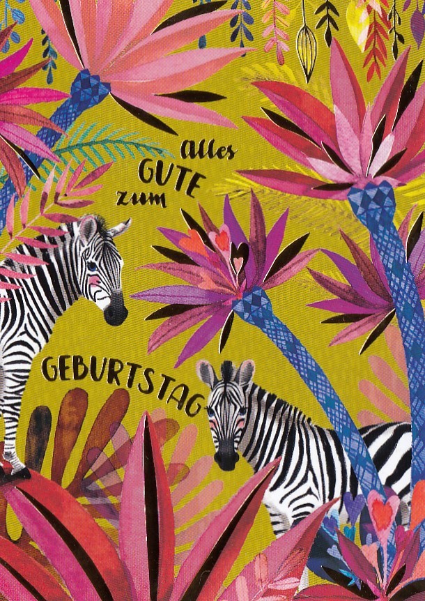Alles Gute zum Geburtstag - Zebras - Mila Marquis Postkarte