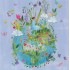Erdkugel mit Blumen - Mila Marquis Postkarte