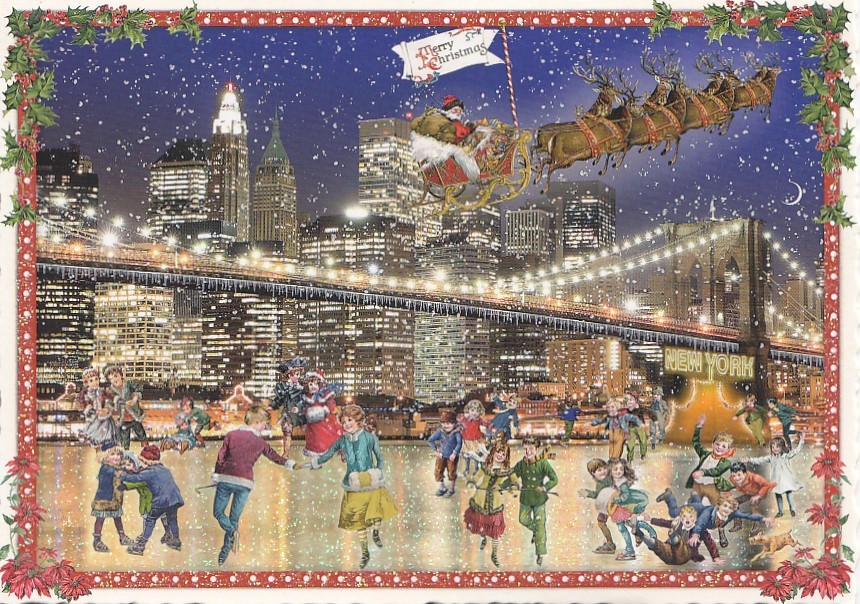 New York - Brooklyn Bridge - Merry Christmas - Tausendschön - Postcard