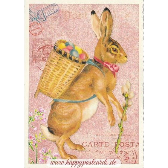 Bunny with Basket - Tausendschön - Postcard