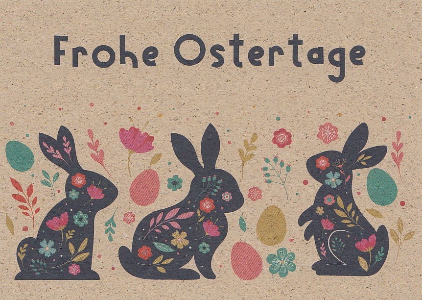 Frohe Ostern - Osterhasen - Graspostkarte