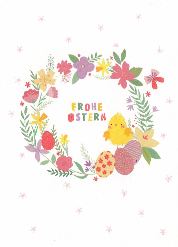 Frohe Ostern - Easter wreath - Easter Postcard