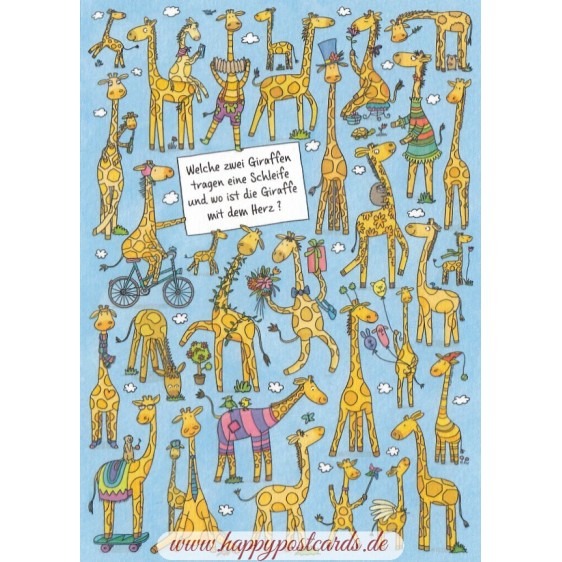 Welche zwei Giraffen tragen eine Schleife? - Charis Bartsch Postcard
