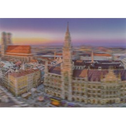 3D München - Neues Rathaus und Frauenkirche -  3D Postkarte