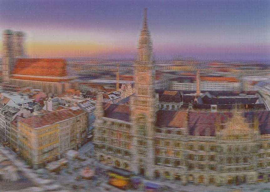 3D München - Neues Rathaus und Frauenkirche -  3D Postkarte