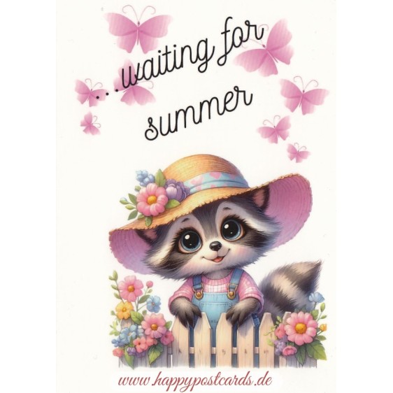 Waschbär - waiting for summer - Postkarte