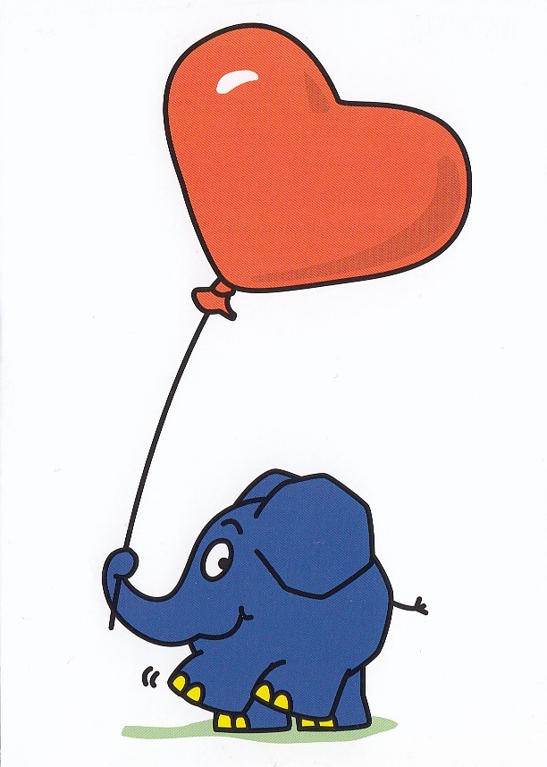 Elephant with heartballoon - Mouse - Postcard