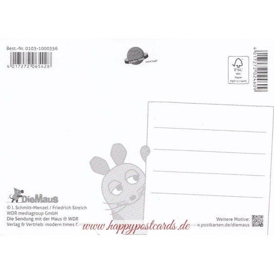Elefant mit Herzluftballon - Maus - Postkarte