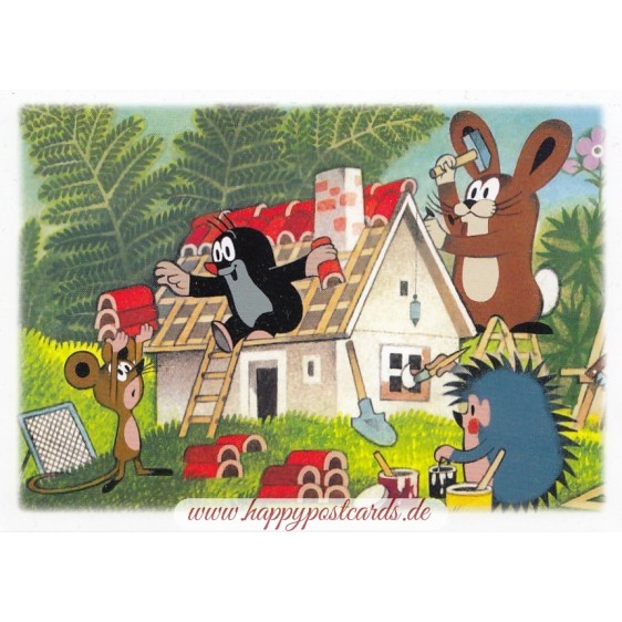 The Mole is building a house  - Krtek Postcard