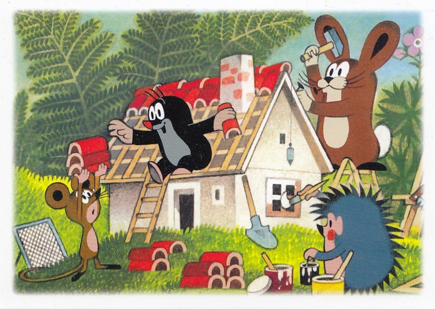 The Mole is building a house  - Krtek Postcard