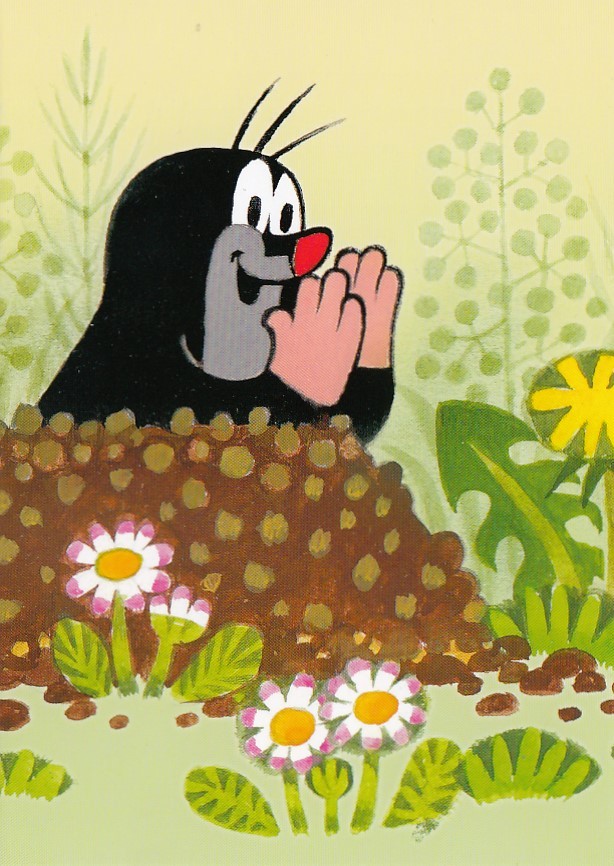 The Little Mole is looking out of his molehill - Krtek Postcard