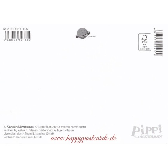 Pippi Lonstocking is making faces - Pippi Longstocking - Postcard