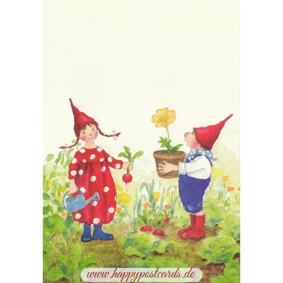 Pippa and Pelle in the garden - Pippa and Pelle - Postcard