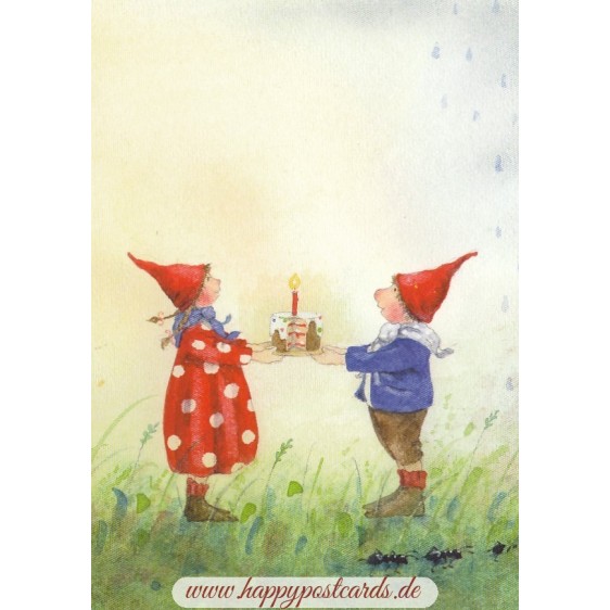 Pippa und Pelle mit Geburtstagstorte - Pippa und Pelle - Postkarte