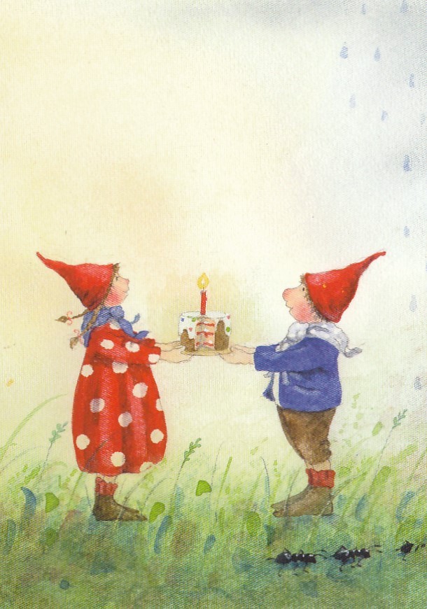 Pippa and Pelle with birthday cake - Pippa and Pelle - Postcard
