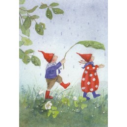 Pippa and Pelle in the rain - Pippa and Pelle - Postcard