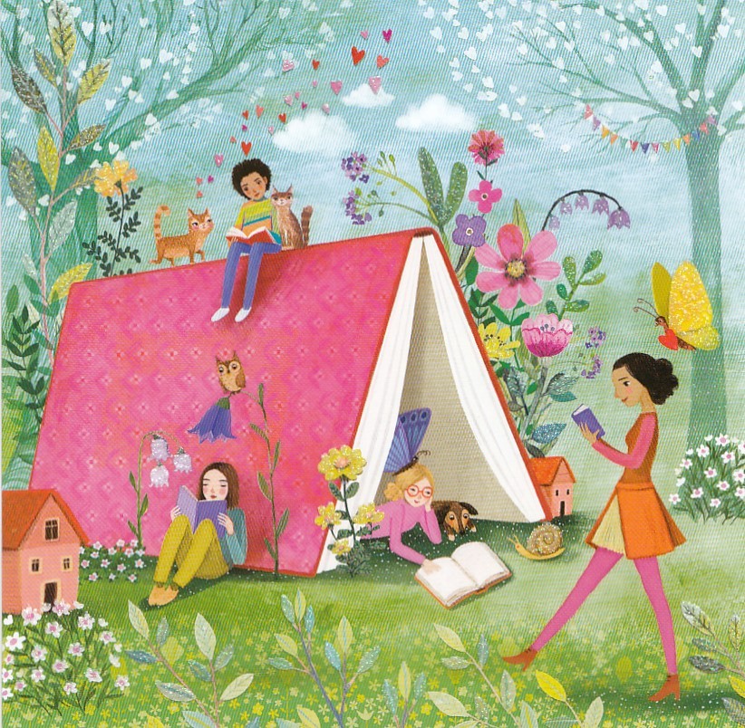 Kinder mit Buch - Mila Marquis Postkarte