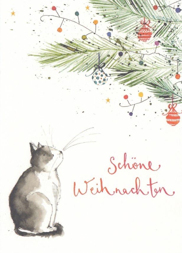 Schöne Weihnachten - Katze - Weihnachtskarte