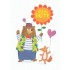 Alles Gute - Bear with flower - Postcard