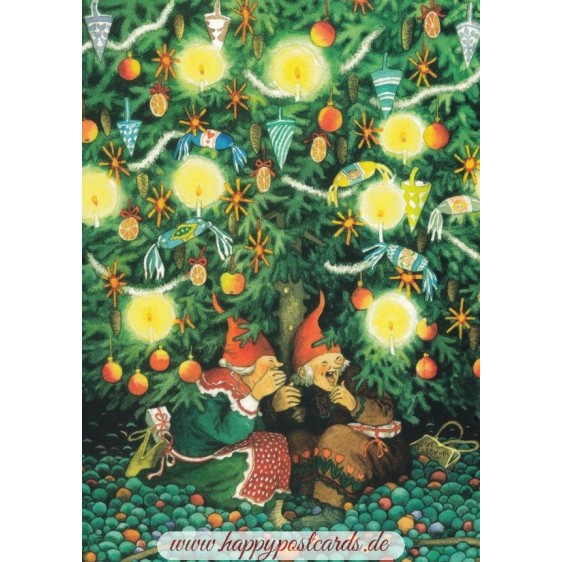 45 - Old Ladies under the Cchristmas tree - Postcard