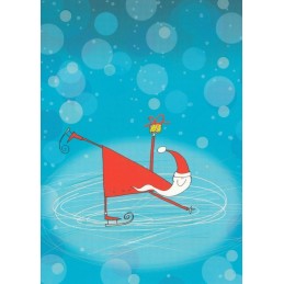 Santa Claus is skating - Postcard