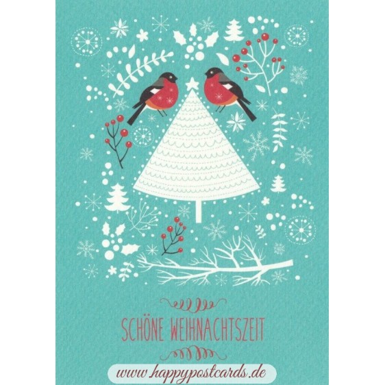 Schöne Weihnachtszeit: Vögelchen - Postkarte