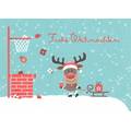 Frohe Weihnachten: Rentier mit Schlitten - Weihnachtskarte