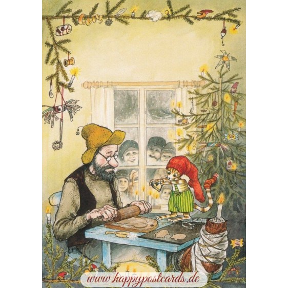 Pettersson makes Christmas Cookis - Postcard