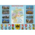 Deutschland - Karte und Wappen - Ansichtskarte