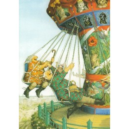 52 - Old Ladies on a carousel - Postcard