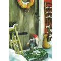 216 - Dwarf in front of the entry door - postcard