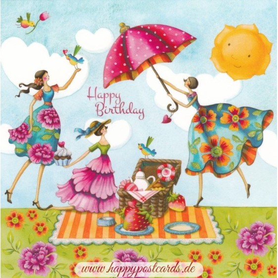 Happy Birthday - Picnic - Nina Chen Postcard