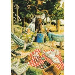 14 - Old Ladies in Hammocks - Postcard