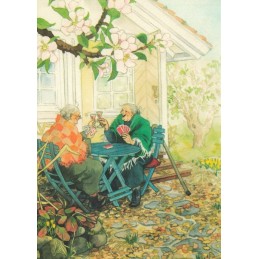04 - Old Ladies playing cards - Postcard