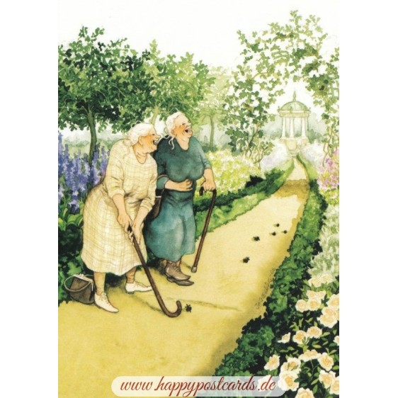 06 - Old Ladies playing miniature golf - Postcard