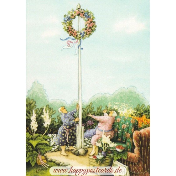 46 - Old Ladies with floral wreath - Postcard