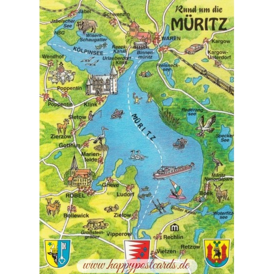 Müritz - Map - Postcard