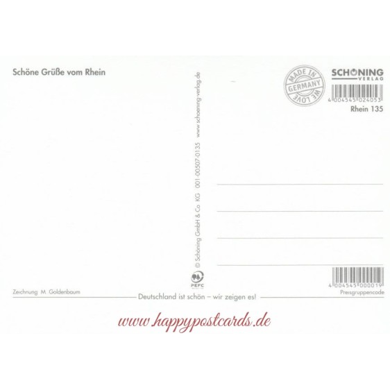 Der Rhein - Map - Postkarte