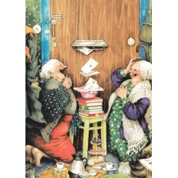 23 - Old Ladies in front of the Mailbox - Postcard