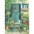 109 - White cat and Flowers in front of the Door - Postcard
